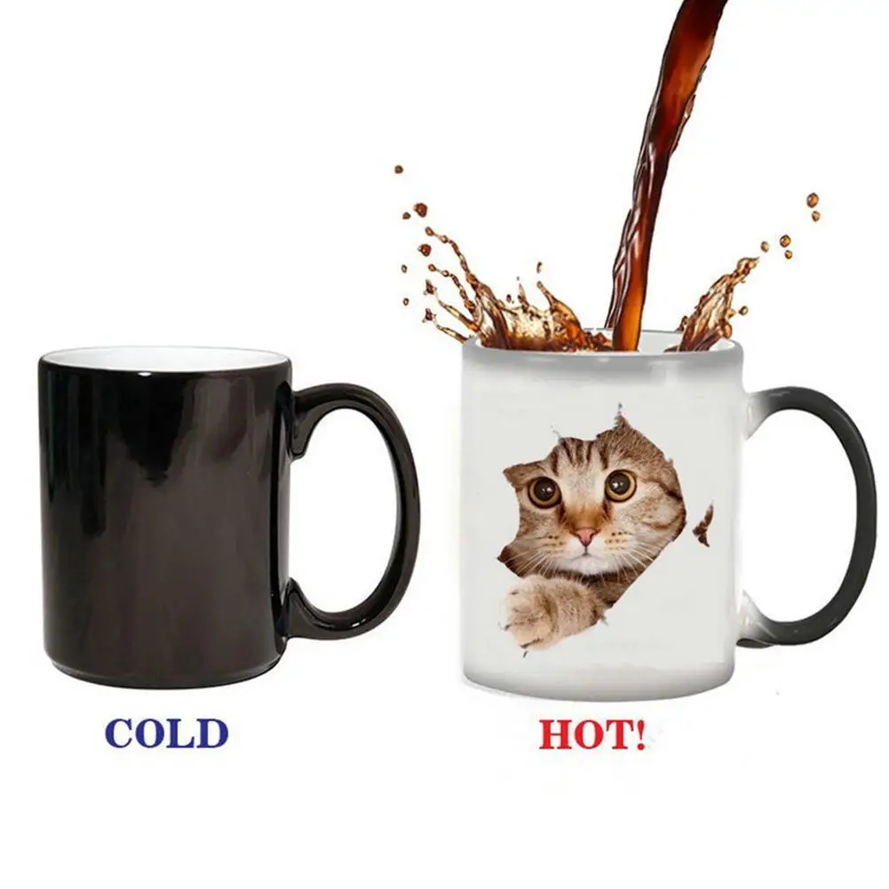 Чашка меняющая цвет с милым котом Термочувствительная чашка термо кружки