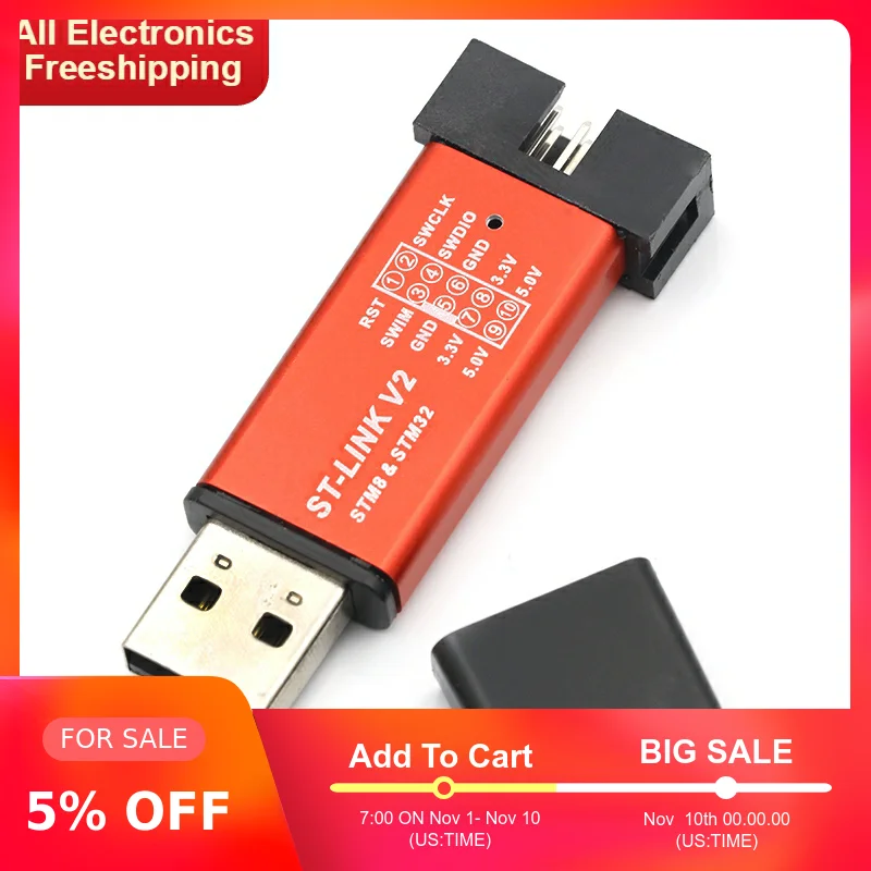 ST LINK Stlink Link V2 Mini STM8 STM32 симулятор скачать программист Программирование с крышкой