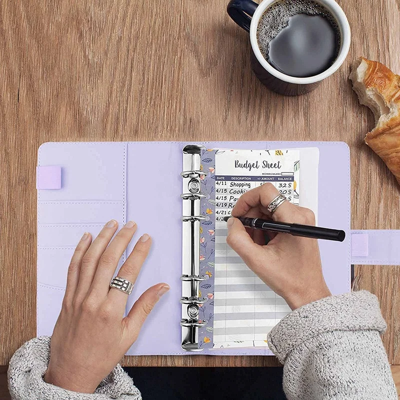 A6 PU Notebook Binder And 12 Envelopes System Budget Planning Organizer Money Cash Envelope | Канцтовары для офиса и дома