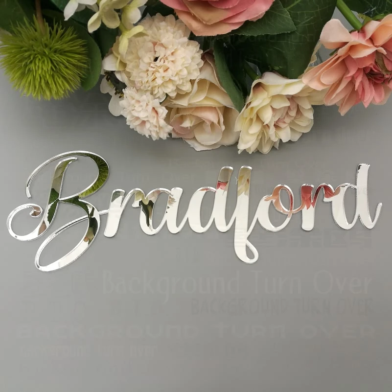 Зеркальный знак с именем на свадьбу декор вечерние ринки акриловый подарок заказ