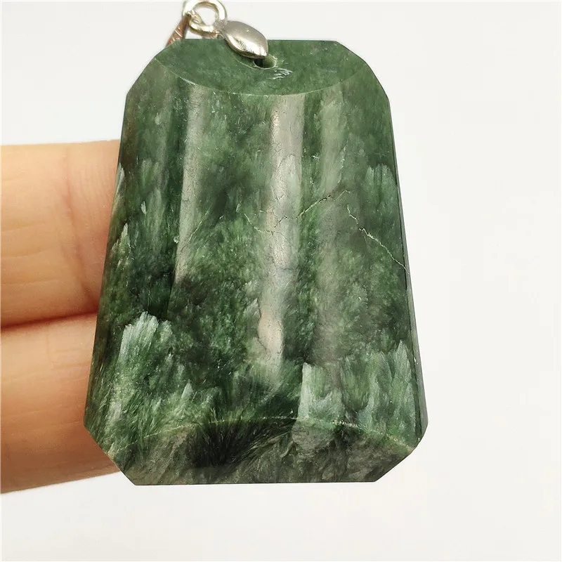 Натуральный зеленый Серафинит кулон прямоугольник камень 39x29x8 мм для женщин и