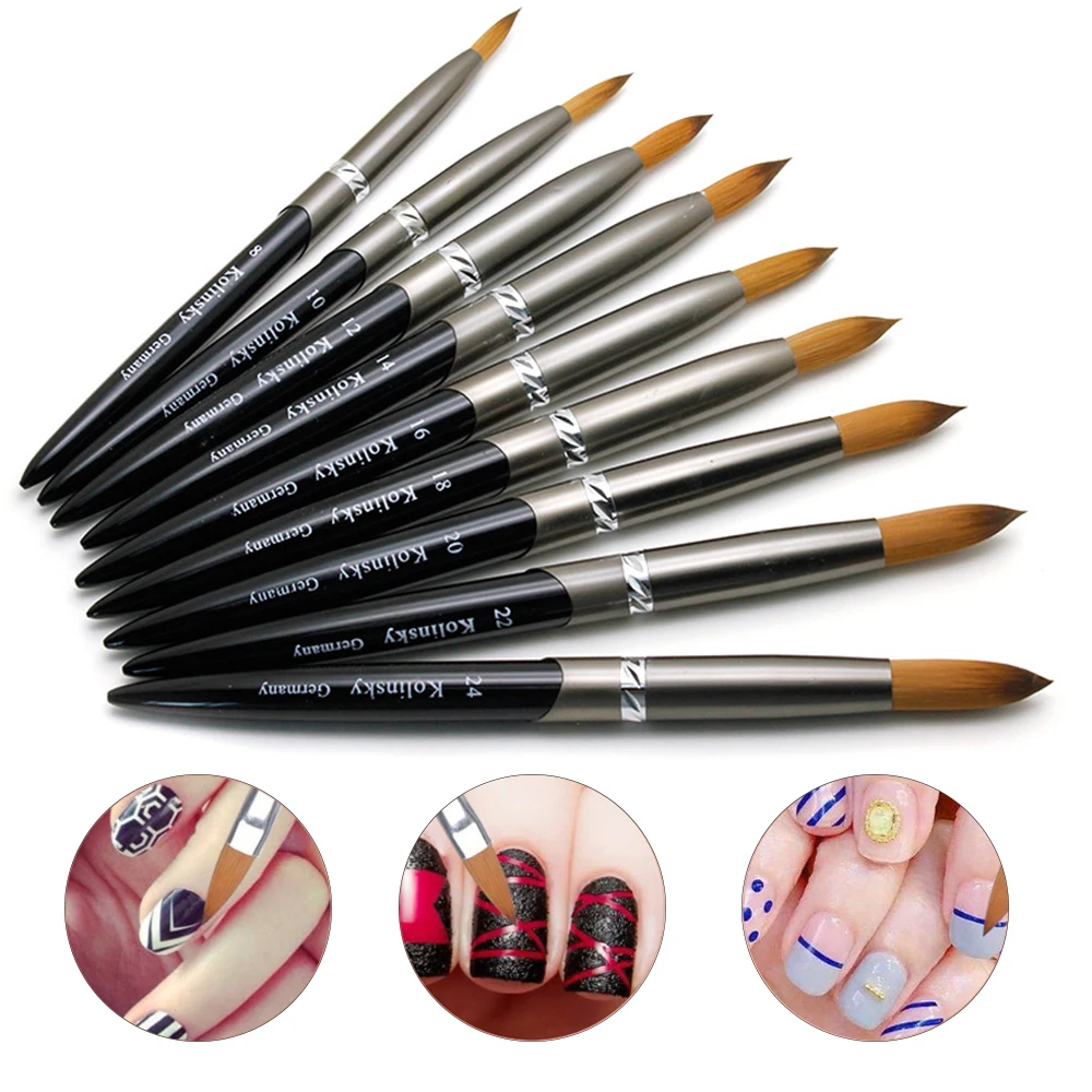

Nail Brush Crystal Pen Pure Hair Acrylic Round Nail Brush Size 4/6/8/10/12/14/28 Nail Tool