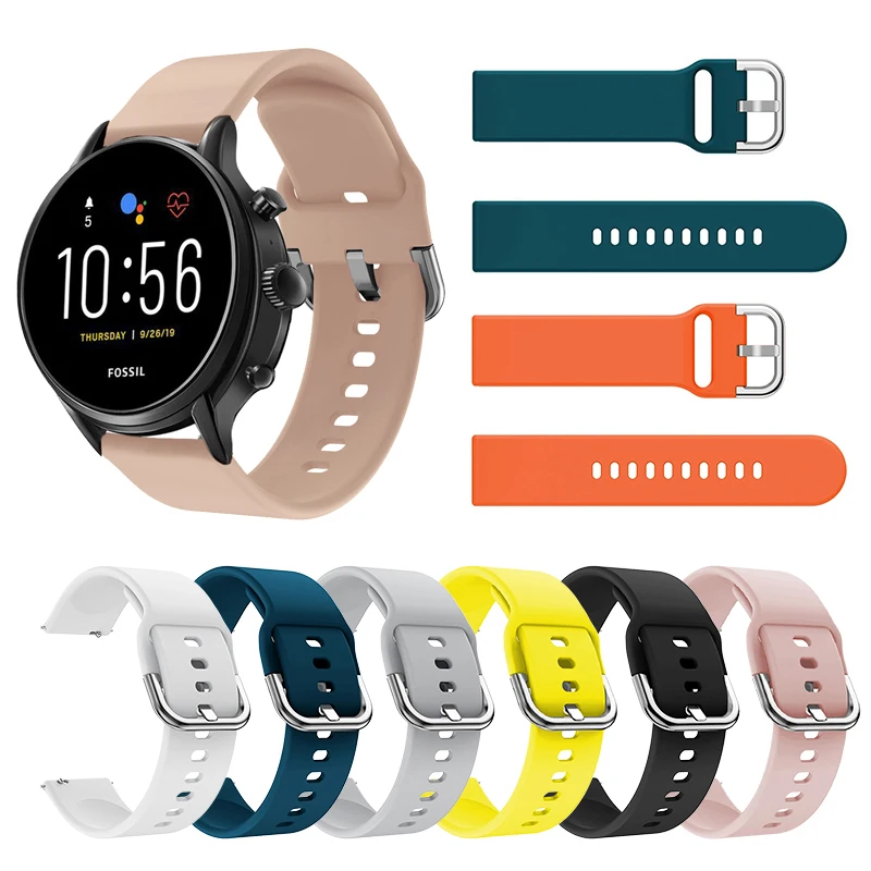 Цветной силиконовый ремешок для Fossil Gen 5 Carlyle HR Julianna Sport 43 мм/Q Explorist 4