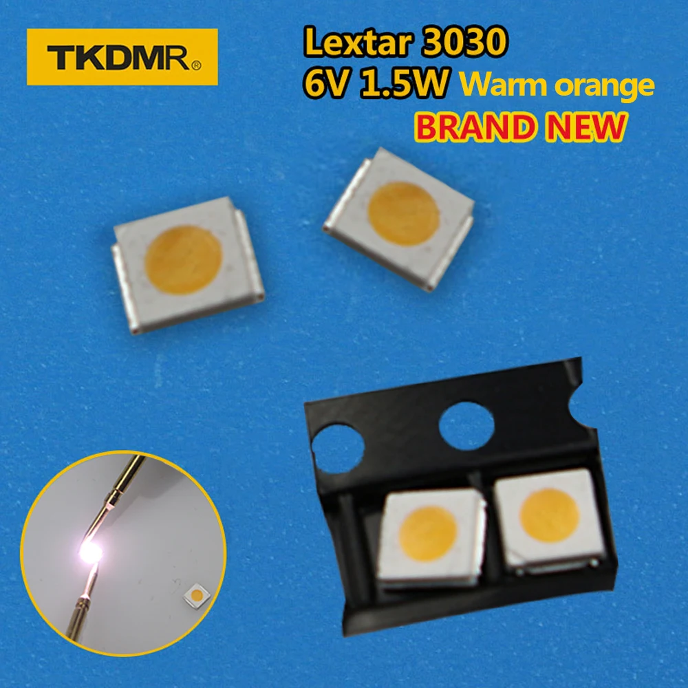 

Светодиодная подсветка TKDMR, 100 шт., Lextar, 1,8 Вт, 3030, 6 в, теплый оранжевый, 150-187LM, PT30W45 V1, для телевизора, 2835, smd, светодиодный Диод