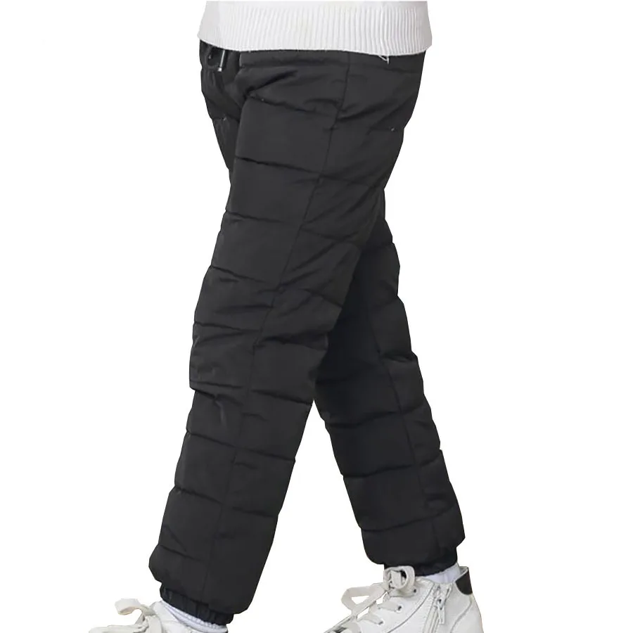 Брюки для девочек с высокой талией теплые ветрозащитные брюки хлопковой