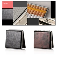 2pcs igarette case metal clip pu leather closure premium tobacco storage box cigarette container for menbrown