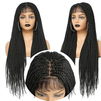 YunRong 30 Inch Extra Long Synthetic Lace Front Braided Wigs 3 Pieces Box Braiding Hair Wigs Natural Wigs