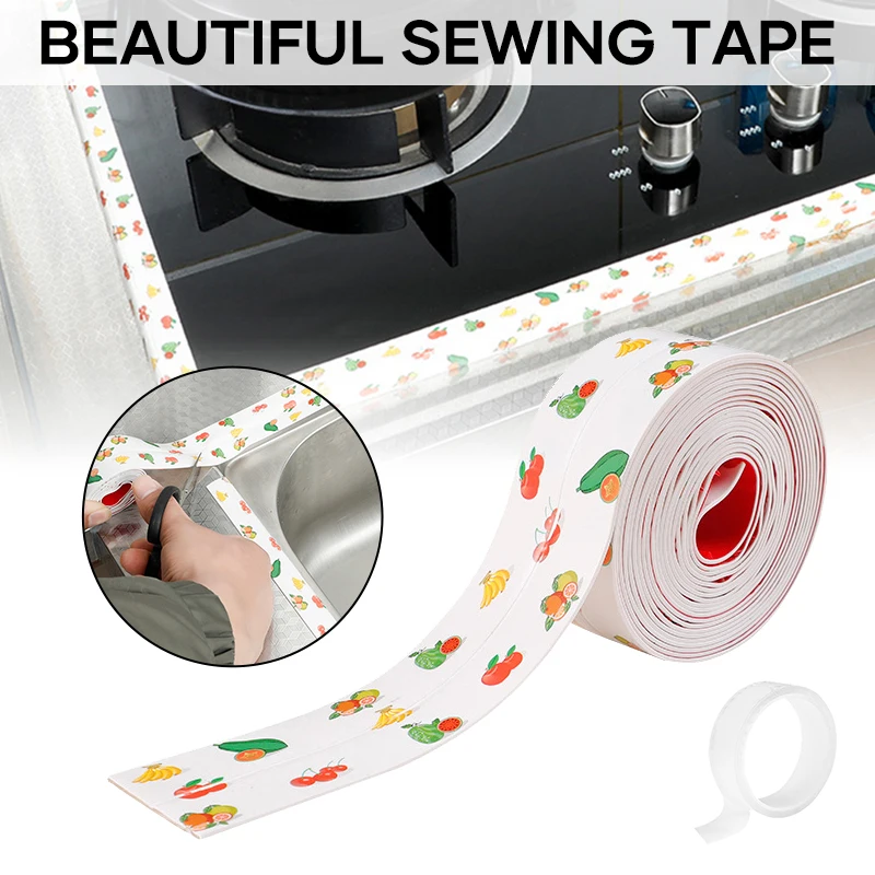 

Transparent Fruit Pattern Anti-oil Tape Mildew Proof Waterproof Tape Kitchen Sink Stove Edge Self-adhesive Seam Sticker