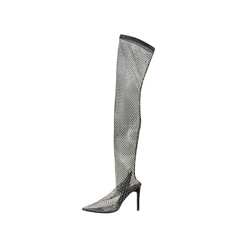 

full drill water drill boots net elastic long high socks boots