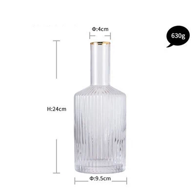 1 bottle 5 шт., полосатая Золотая оправа, стеклянная чашка, бутылка для вина, виски и бренди, бокал для вина, большая емкость, для бара, отеля, вечерние, для дома, набор посуды для напитков - Цвет: 1 bottle