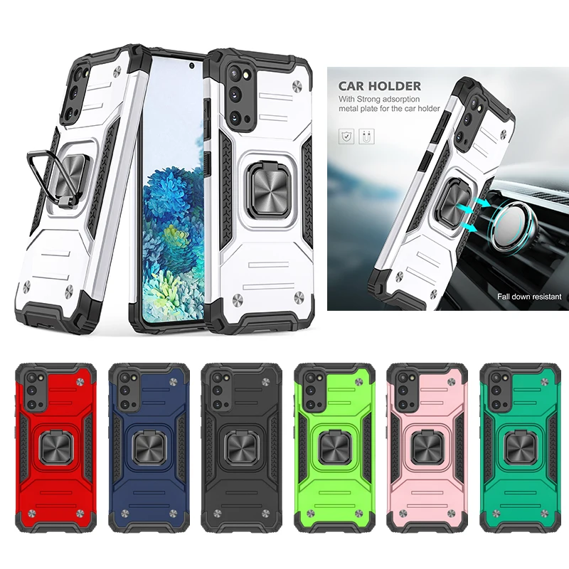 Shockproof Armor Case for Samsung Galaxy S8 S9 S10 Plus S10E S20 Ring Stand Phone Back Cover For Magnetic Car Hold