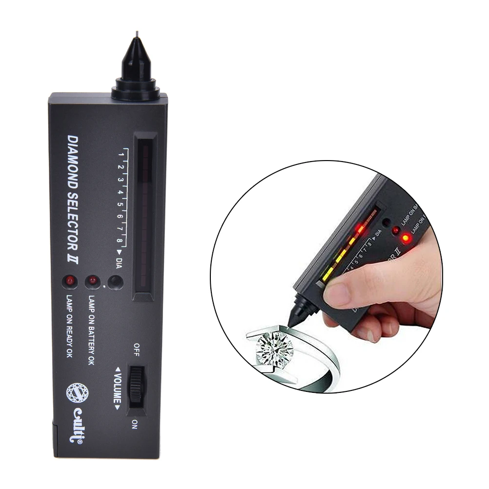 

Compact Diamond Tester Pen Upgraded Gemstone Selector LED Indicator Accurate High Accuracy Tool for Jewelry Novice Expert Black