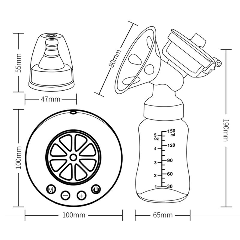 Bomba de leche autom&aacute;tica para beb&eacute;, extractor de leche el&eacute;ctrico de un solo biber&oacute;n, alimentaci&oacute;n por USB, sin BPA de lim&oacute;n, potente TY1004-5