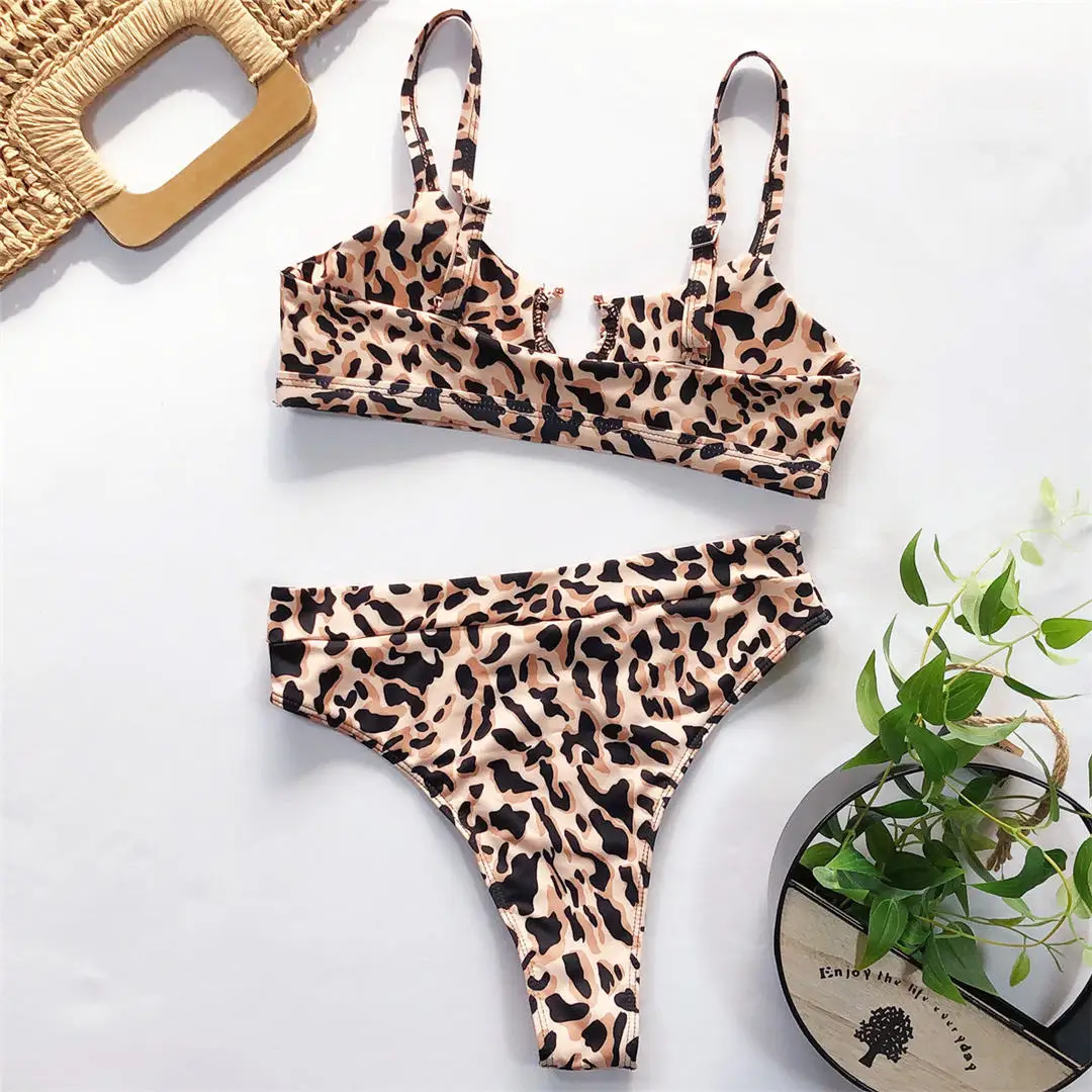 

2021 New Swimming Suit for Women 2 Pieces Set High Waisted Bikini Cute Swimsuit Lady Fashion Hot Push Up Bathing Suits
