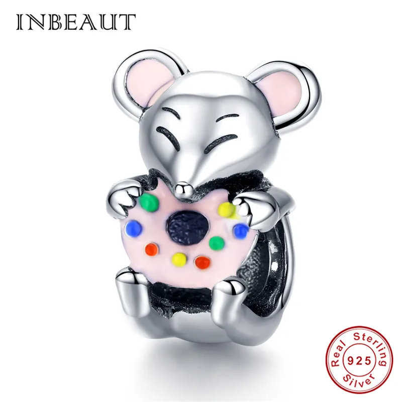 INBEAUT,, подлинный 925 пробы, серебряный, лебедь, дракон, кошка, лапа, собака, талисманы, Подходит для Пандора, браслет, животное, бусины, европейские ювелирные изделия - Окраска металла: sc1318-2