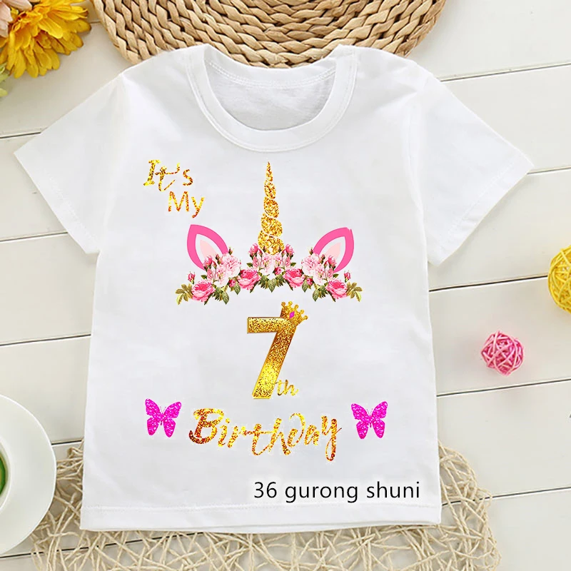 

It's My Birthday» Единорог Платья с цветочным принтом; Футболки для девочек, детские кубики, подарки для детей, детская одежда, милая Vogue номер для д...