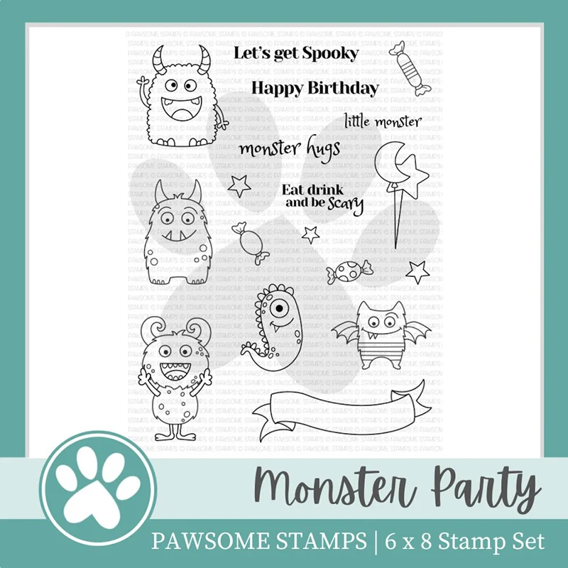 

New Arrival Monster Party Metal Cutting Dies and Rubber Stamps for Scrapbooking Seal Craft Stencil Card Make Album Sheet Die Cut