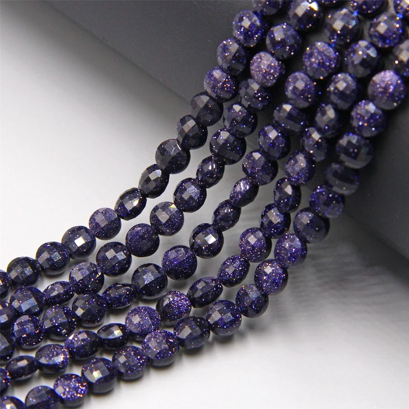 

Blue Sand Stone Facted Beads Natural Stone Beads For Jewelry Making Diy Bracelet Necklace Pick Size 15"