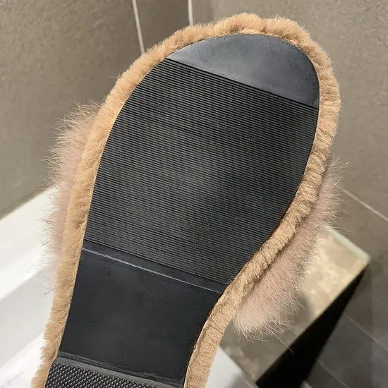 Natural Sheepskin Winter Warm Fur Slippers Women Home Shoes Indoor Slipper Luxury Wool Slippers Woman Casual Slippers