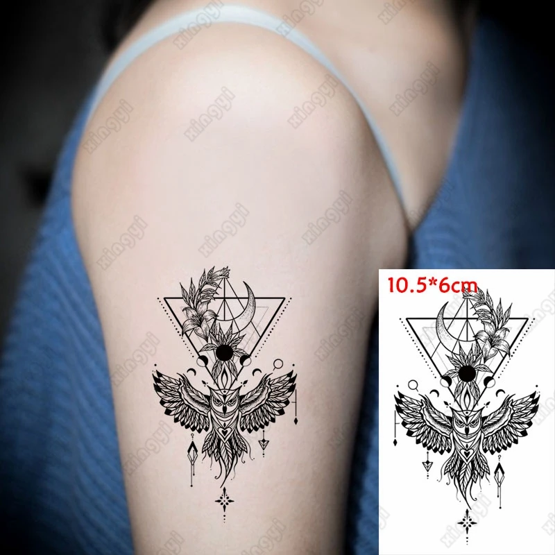 

Waterproof Temporary Tattoo Sticker Owl Feather Moon Flower Flash Tatoo Arm Wrist Water Transfer Fake Tatto Body Art Women Men