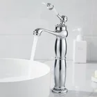 Высокий смеситель для раковины Смеситель для воды с одной ручкой смеситель для ванной комнаты античныйСеребряный кран для кухни и сада роскошный декоративный кран