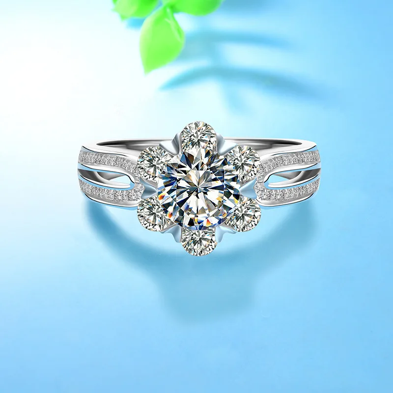 

Fashion Jewelry Charm Flower Dazzling Eight Heart Eight Arrow Zircon Silvery Rings Women Wedding Engagement Elegant Accessories