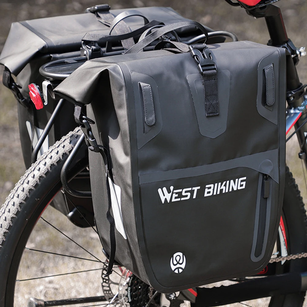 

25L Large Capacity Bicycle Trunk Bag Bike Rear Rack Seat Panniers Waterproof TPU Luggage Bag Reflective Cycling Accessories