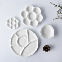jingdezhen ceramic palette round flower paint dish for watercolor gouache painting plum flower palette art supplies
