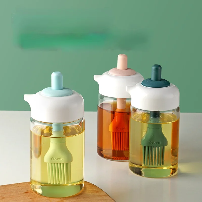 

1 Pcs Portable Silicone Oil Bottle with Brush Grill Oil Brushes Honey Bottle Kitchen Baking Party BBQ Tool Kitchen Gadget