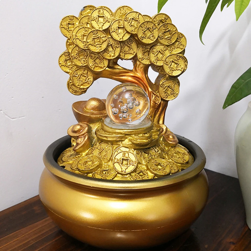 Смола Feng Shui деньги дерево статуя Золотой богатства орнамент подарки на новоселье