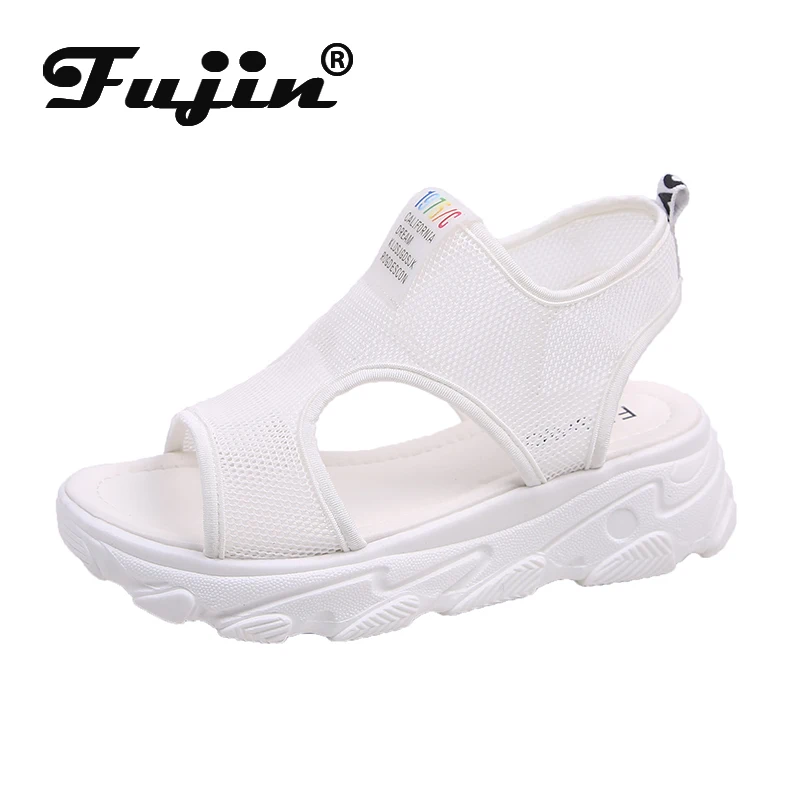 Женские повседневные сандалии Fujin на плоской подошве для студентов летняя обувь