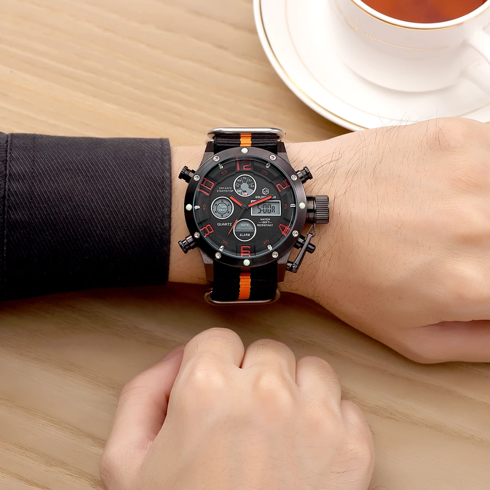 Luxury Top Brand Men Military Sports Watches Quartz LED Digital Hour Clock Male Nylon Strap Wristwatch Relogio Masculino | Наручные часы