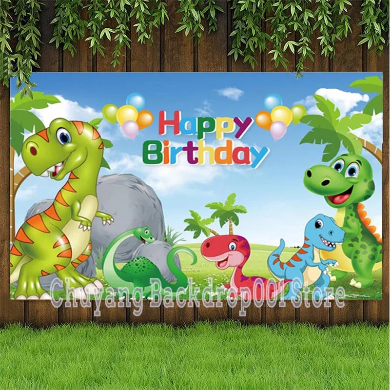 

Dinosaur Backdrop Newborn Baby Shower Happy Birthday Party Photography Background Photo Booths Studio Props Banner