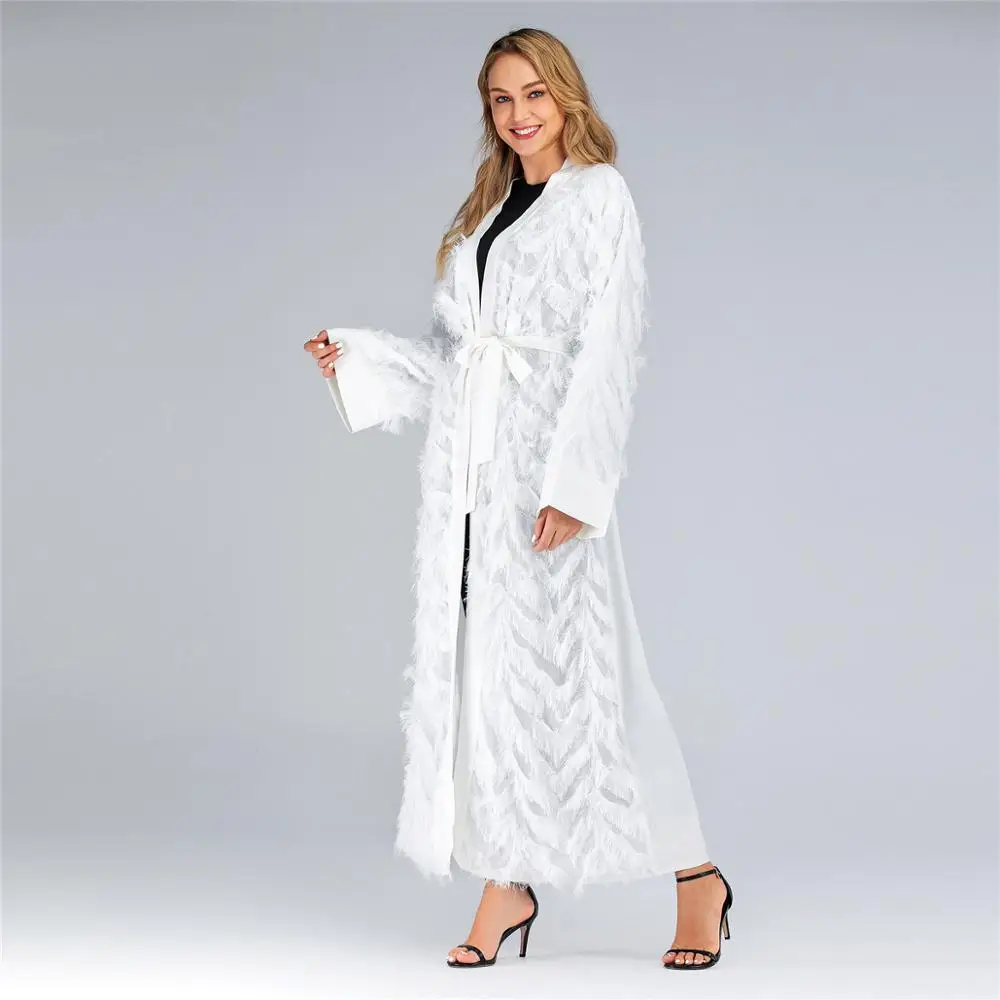 2019 Модная элегантная абайя мусульманская одежда белый халат Бангладеш турецкие