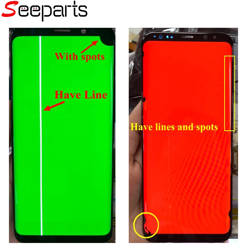 ЖК дисплей для Samsung S8 сенсорный Plus линейный с битыми пикселями дефектный