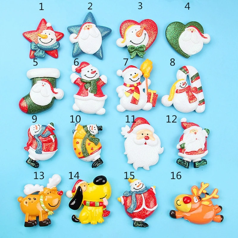 

1Pc Christmas Resin Flat Back Buttons Ornament Embellishments Pendant Charms for DIY Crafts Fridge Sticker Accessories