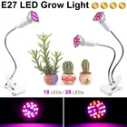 Фитолампа, светодиодный светильник полного спектра для выращивания растений, вилка стандарта ЕС и США, E27