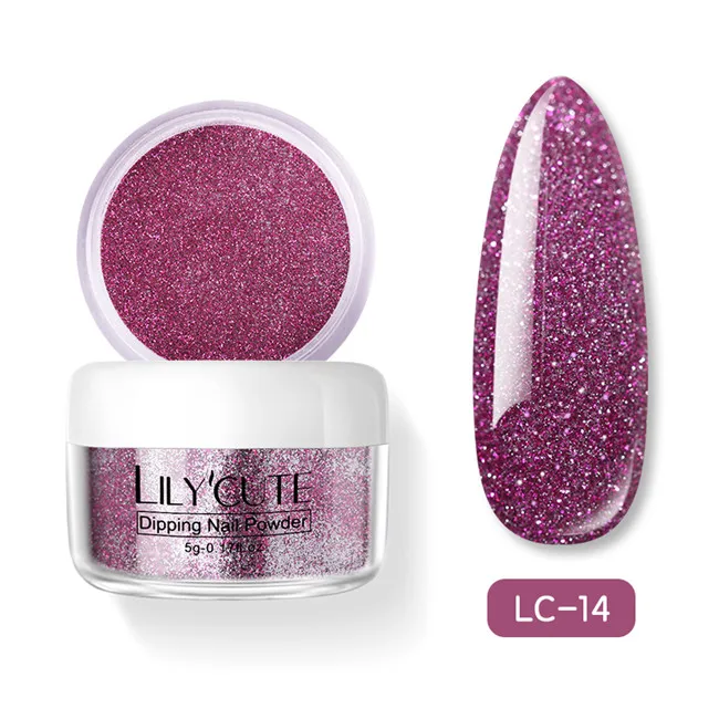 LC 14 LILYCUTE Dipping порошок для ногтей градиентный цвет ногтей Dip порошок для ногтей украшения для ногтей Блеск порошок погружение блестящие украшения - Цвет: LC 14