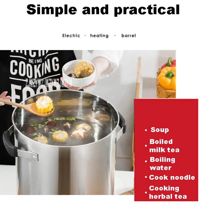 

Stainless Steel Electric Hot Water Bucket Commercial Hot Water Bucket Large Capacity Insulated Barrel 220V 2500W ws-k20 30L