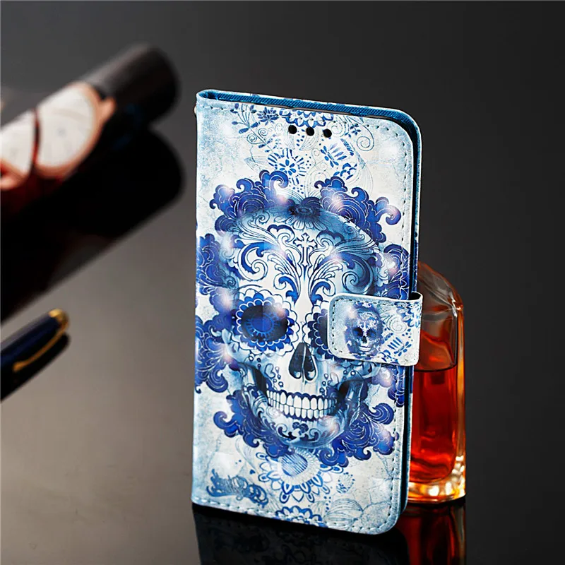 Магнитный Роскошный художественной росписи цветок кошелек Флип кожаный чехол