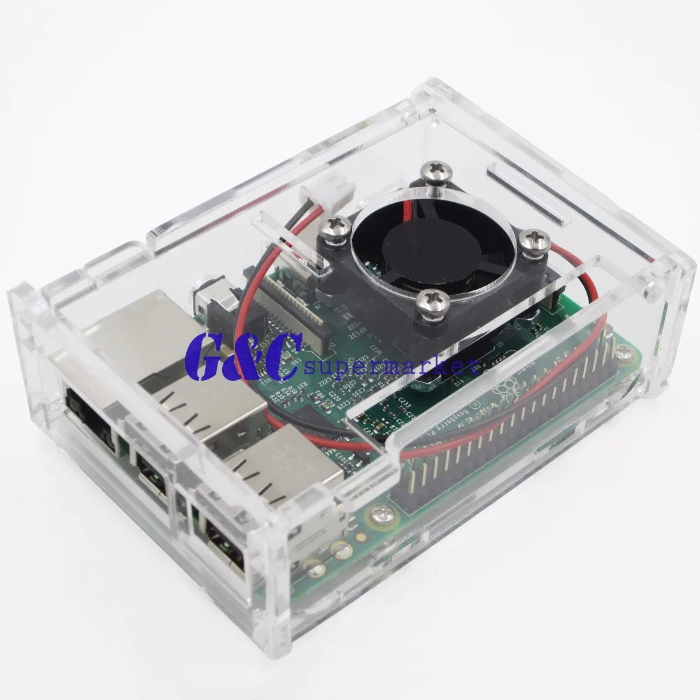 1 шт. для Raspberry pi 3 набор сделай сам + прозрачный акриловый чехол мини вентилятор