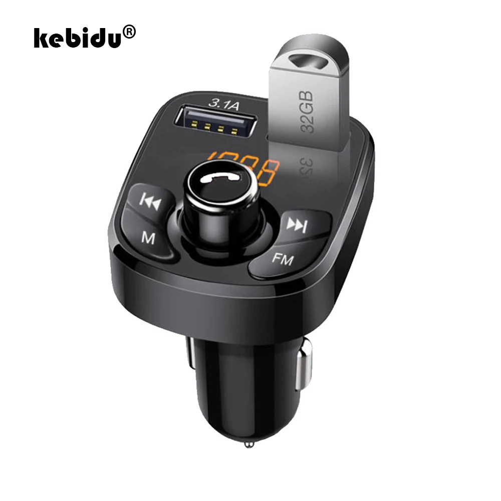 Kebidu FM передатчик с двумя портами USB для телефона Зарядное устройство