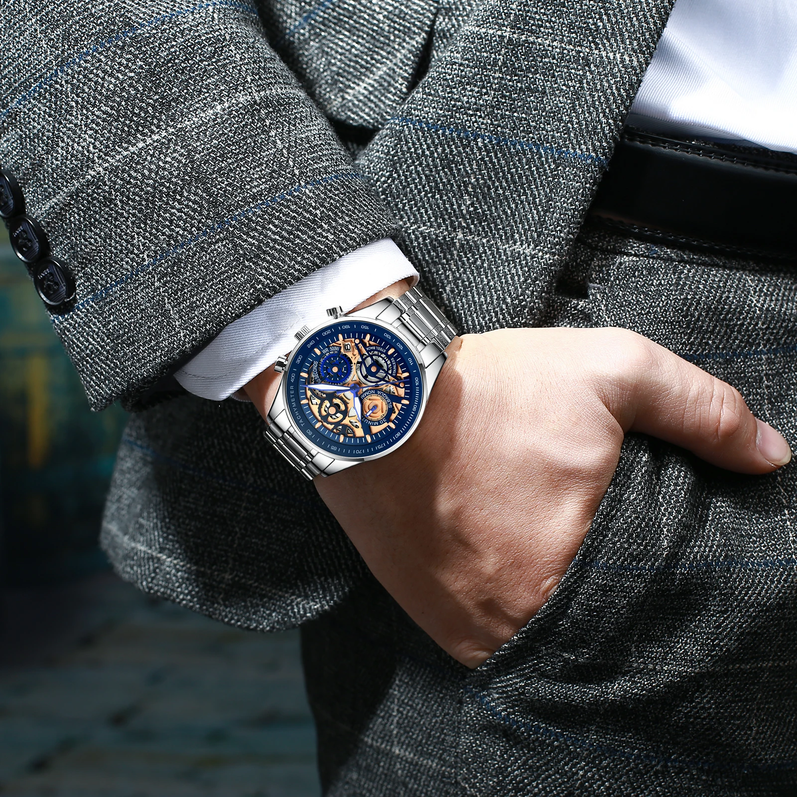 

NIBOSI New Men Watches Top Brand Luxury Gold Stainless Steel Quartz Watch Men Waterproof Sport Chronograph Relogio Masculino