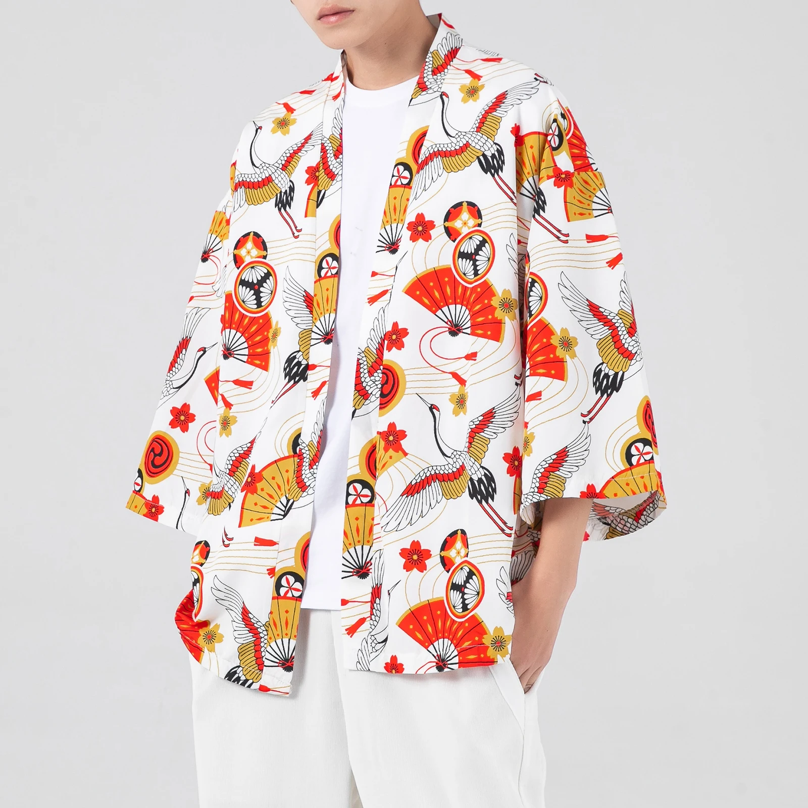 Летняя мужская одежда свободного покроя Kimomo с открытой строчкой Мужская Вышивка