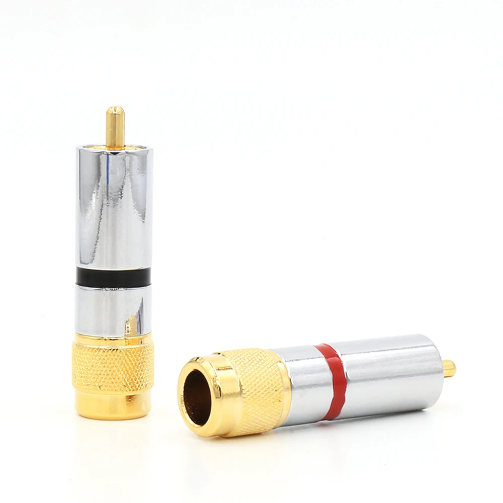 

4pieces per lot 24K Gold Plated RCA Plug, 8mm Audio Cable Solder Phono Connector,