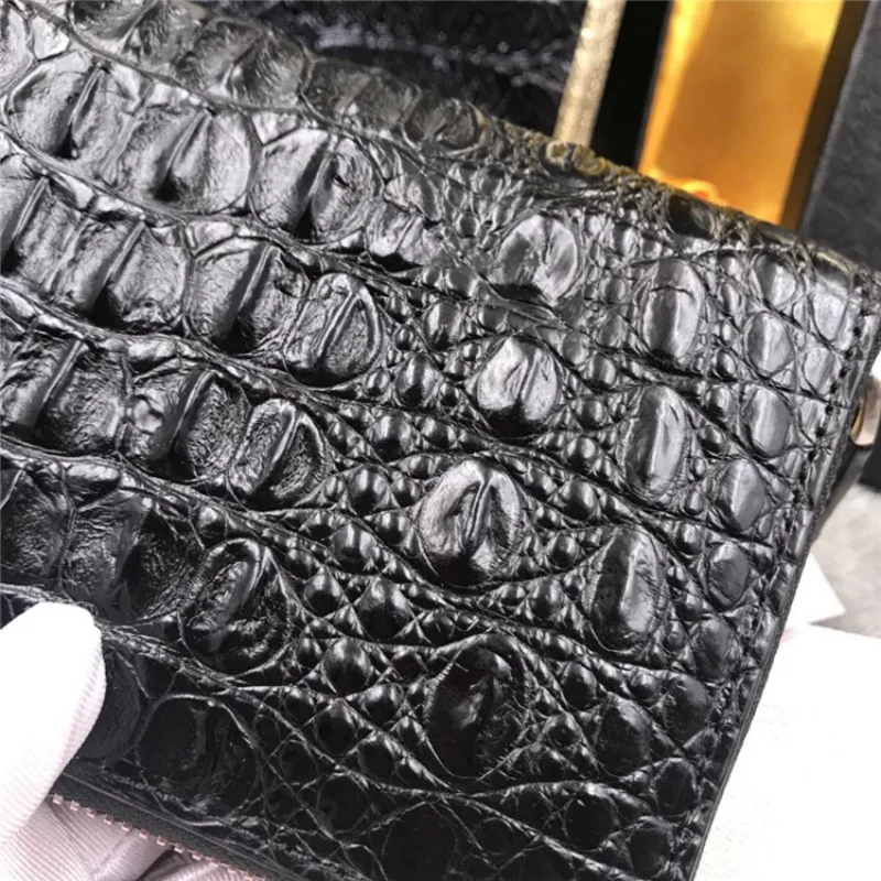 Кошелек из натуральной кожи для женщин из крокодиловой кожи высокого качества унисекс длинный женский кожаный бумажник клатч женский кошелек на молнии дневные клатчи черный