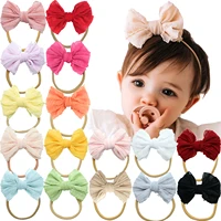 16 colors baby girls headbands with 4 inch bows soft nylon headbands for newborn infant toddler photographic accessories
