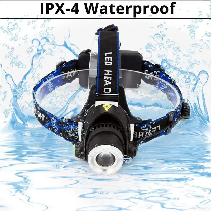 LED Headlight 10000lum Led Headlamp T6 Zoom Torch Flashlight Head lamp use 2*18650 battery by Fishing add a gift |