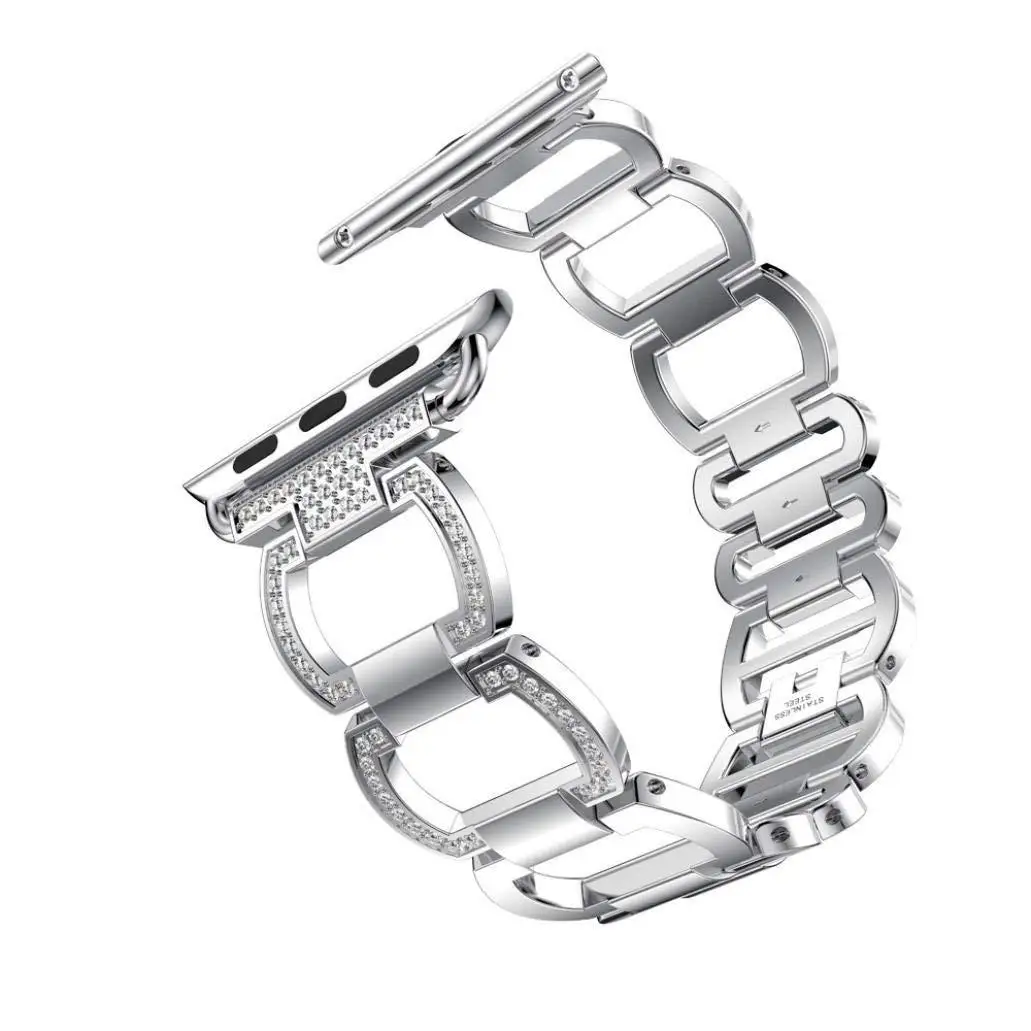 Ремешок из нержавеющей стали для Apple Watch Band горный хрусталь алмазный обруч 38 мм 42 мм серия для Apple Watch 40 мм 44 мм серия 4