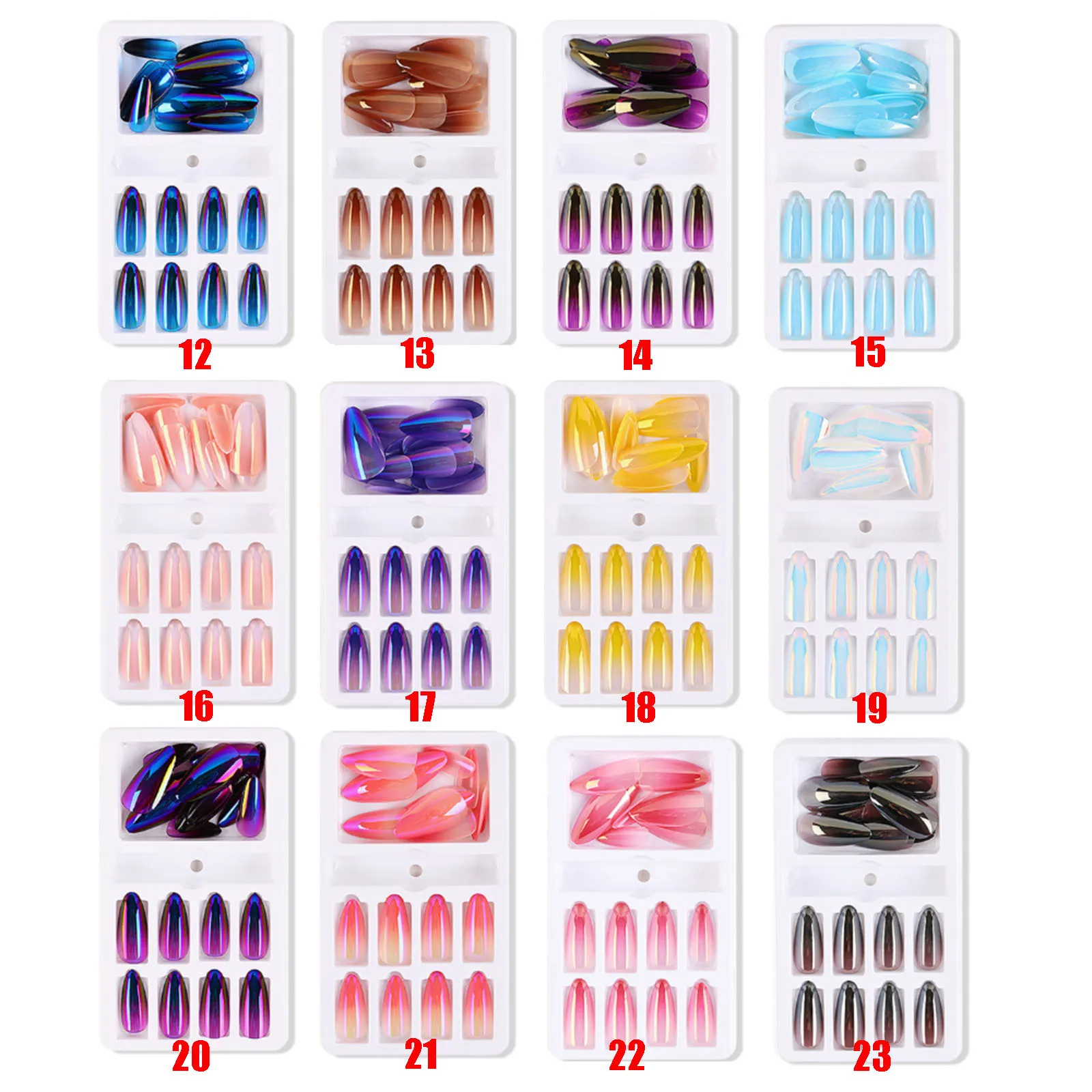 

24pcs Detachable Acrylic False Nail Stiletto Wearable Gradient Press On Fake Nails Tips Full Cover Long Artificial Manicure Tool